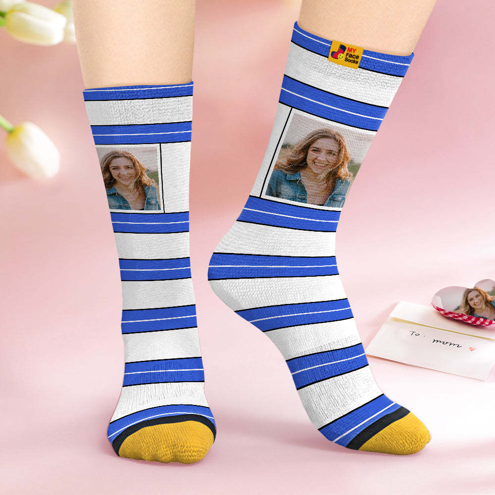 Custom Face Socks Personalised Mother's Day Gifts 3D Digital Printed Socks For Lover-STRIPED - MyFaceSocksAu