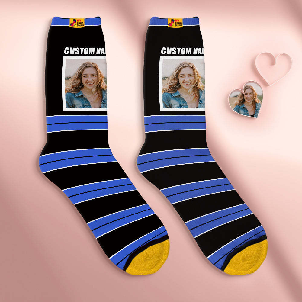 Custom Face Socks Personalised Mother's Day Gifts 3D Digital Printed Socks For Lover-STRIPED - MyFaceSocksAu