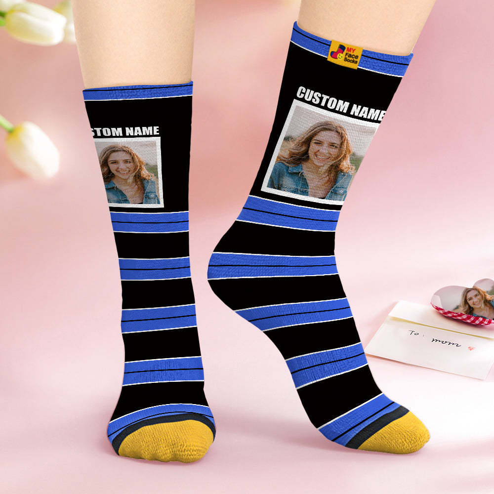 Custom Face Socks Personalised Mother's Day Gifts 3D Digital Printed Socks For Lover-STRIPED - MyFaceSocksAu