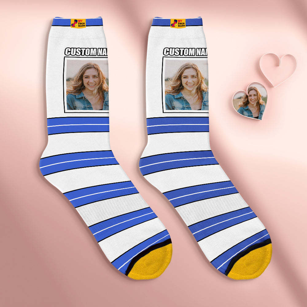 Custom Face Socks Personalised Mother's Day Gifts 3D Digital Printed Socks For Lover-STRIPED - MyFaceSocksAu