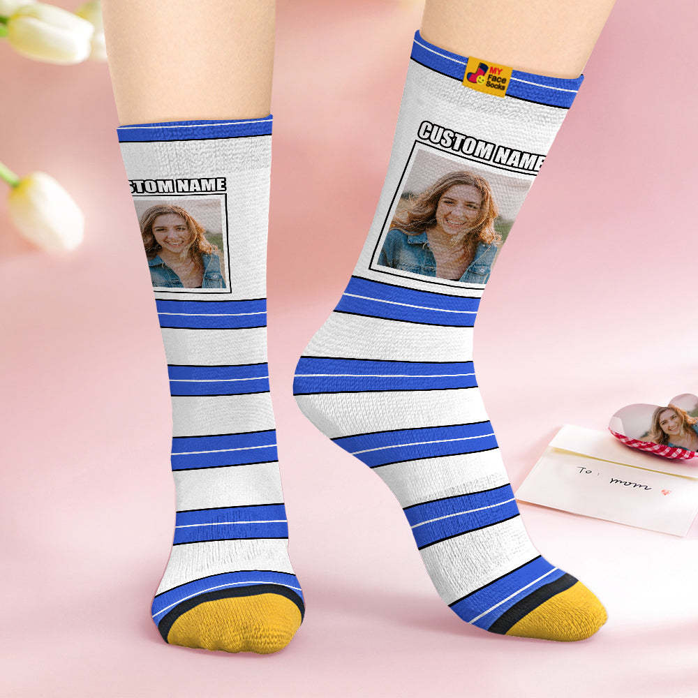 Custom Face Socks Personalised Mother's Day Gifts 3D Digital Printed Socks For Lover-STRIPED - MyFaceSocksAu