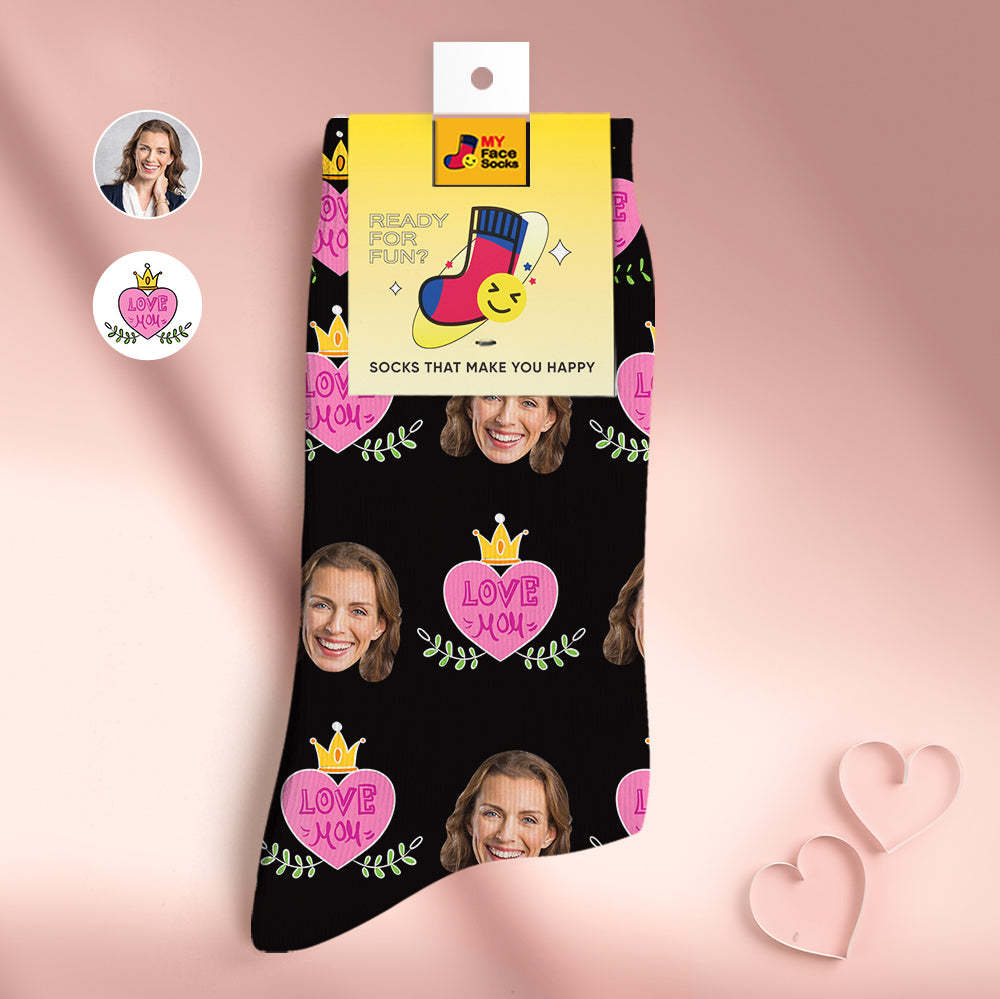 Custom Face Socks Personalised Mother's Day Gifts 3D Digital Printed Socks Love Mom - MyFaceSocksAu