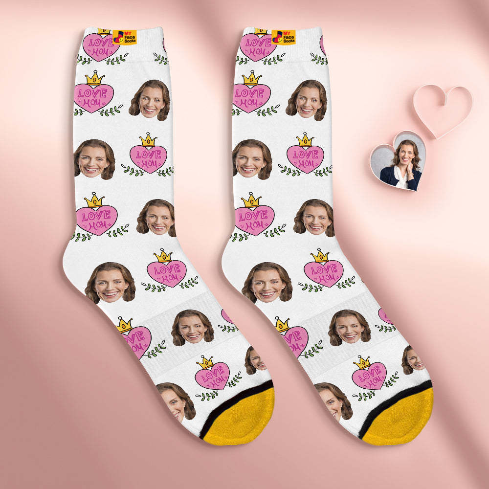 Custom Face Socks Personalised Mother's Day Gifts 3D Digital Printed Socks Love Mom - MyFaceSocksAu