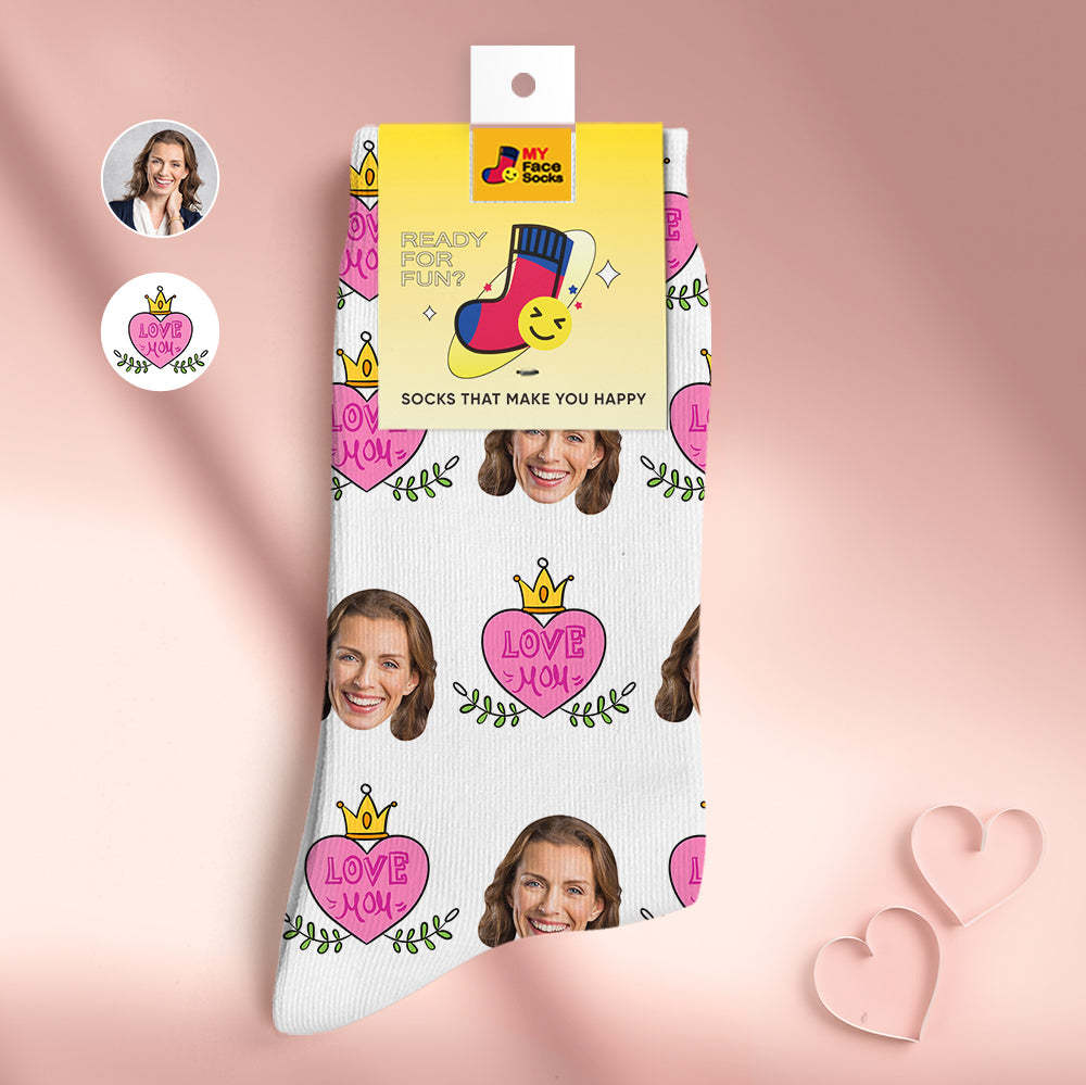 Custom Face Socks Personalised Mother's Day Gifts 3D Digital Printed Socks Love Mom - MyFaceSocksAu