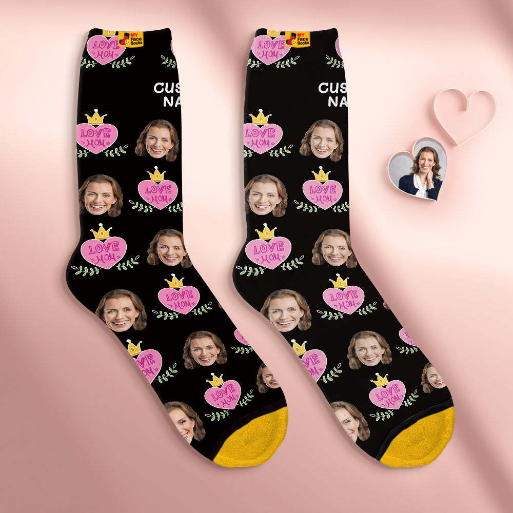Custom Face Socks Personalised Mother's Day Gifts 3D Digital Printed Socks Love Mom - MyFaceSocksAu