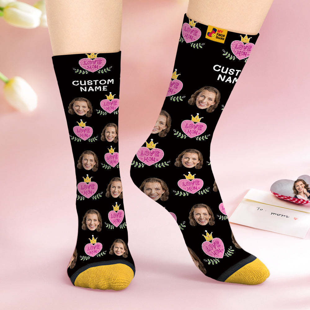 Custom Face Socks Personalised Mother's Day Gifts 3D Digital Printed Socks Love Mom - MyFaceSocksAu