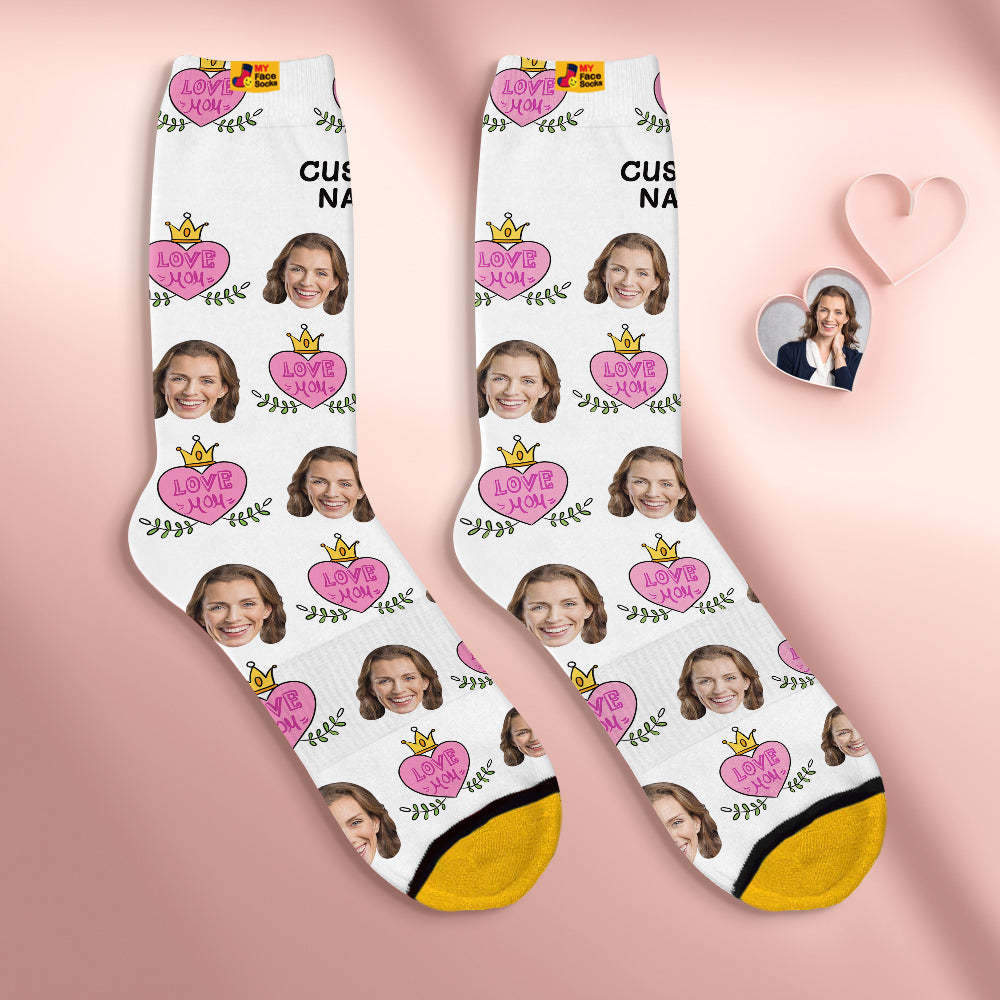 Custom Face Socks Personalised Mother's Day Gifts 3D Digital Printed Socks Love Mom - MyFaceSocksAu