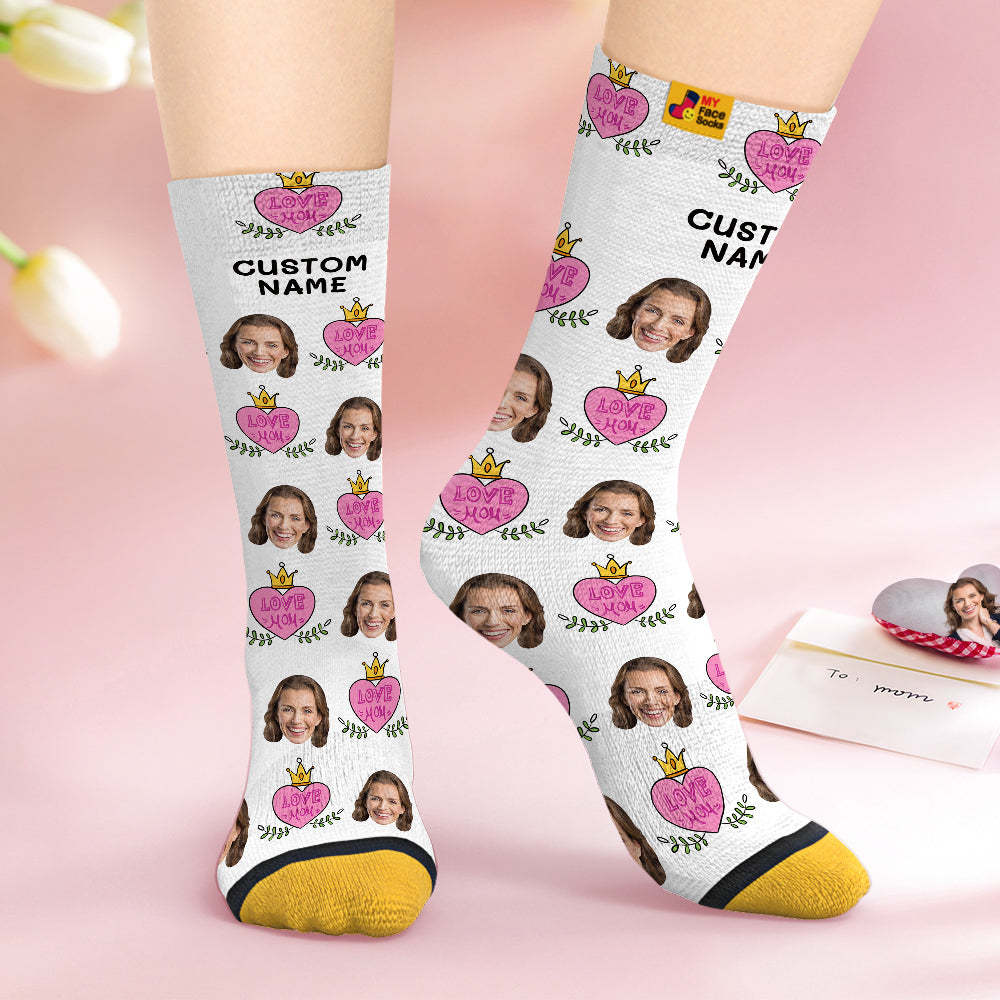 Custom Face Socks Personalised Mother's Day Gifts 3D Digital Printed Socks Love Mom - MyFaceSocksAu