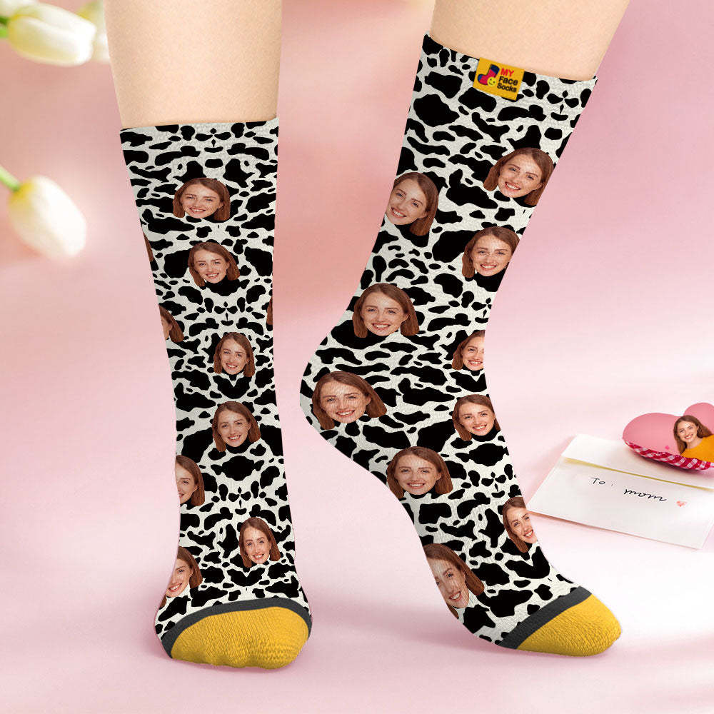 Custom Face Socks Personalised Surprise Gifts 3D Digital Printed Socks For Lover-Giraffe Print - MyFaceSocksAu