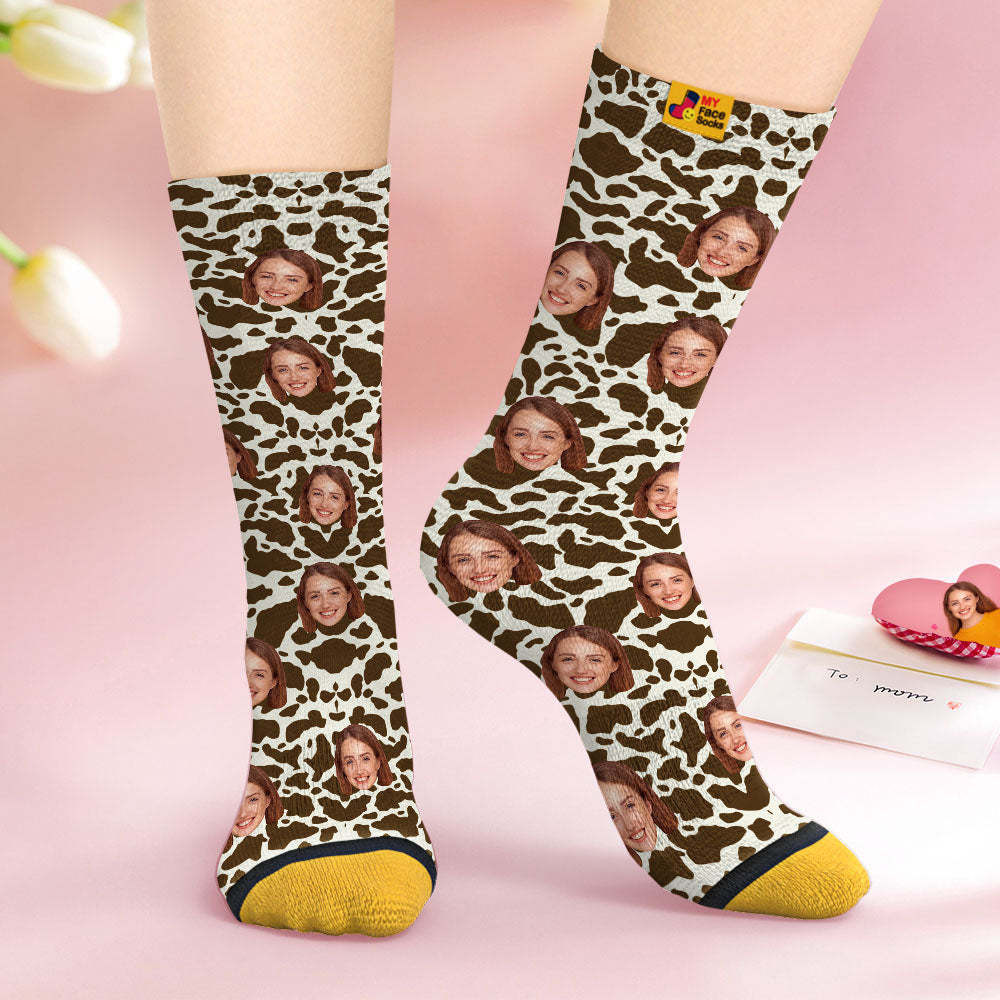 Custom Face Socks Personalised Surprise Gifts 3D Digital Printed Socks For Lover-Giraffe Print - MyFaceSocksAu