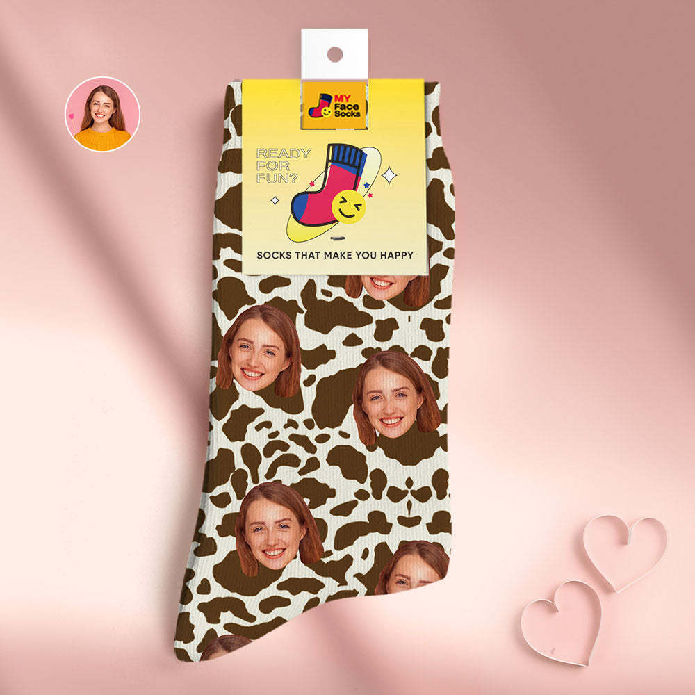 Custom Face Socks Personalised Surprise Gifts 3D Digital Printed Socks For Lover-Giraffe Print - MyFaceSocksAu