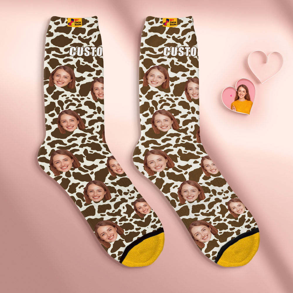 Custom Face Socks Personalised Surprise Gifts 3D Digital Printed Socks For Lover-Giraffe Print - MyFaceSocksAu