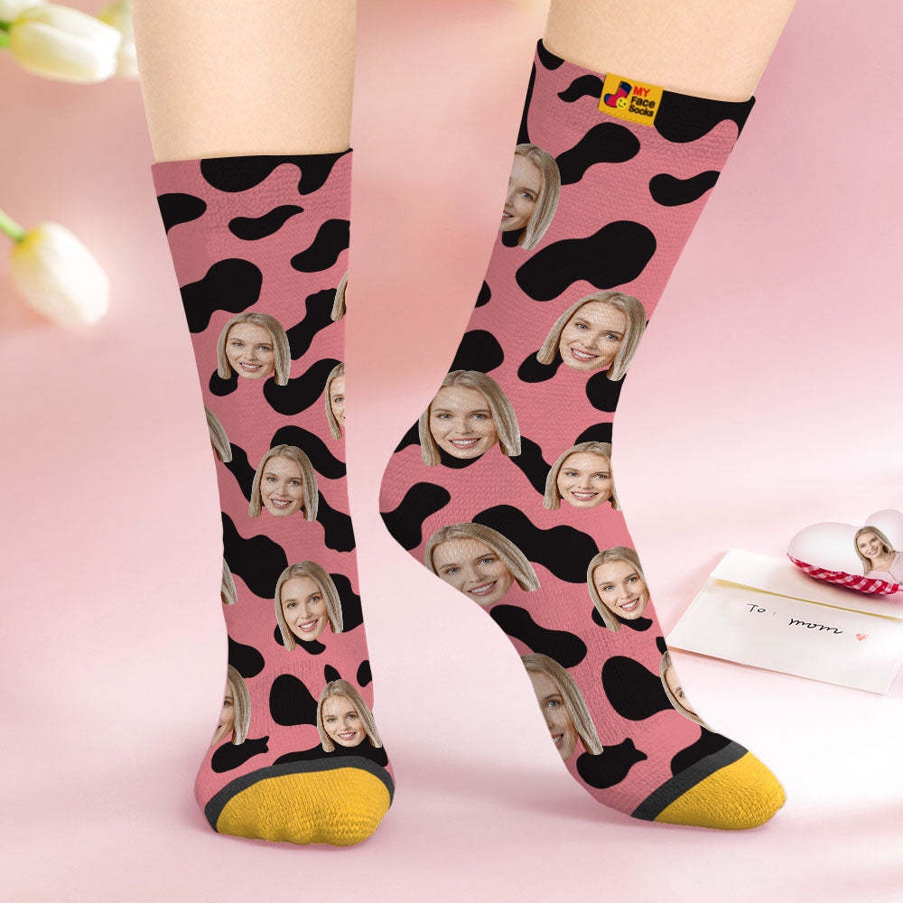 Custom Face Socks Personalised Surprise Gifts 3D Digital Printed Socks For Lover-Cow Spots - MyFaceSocksAu