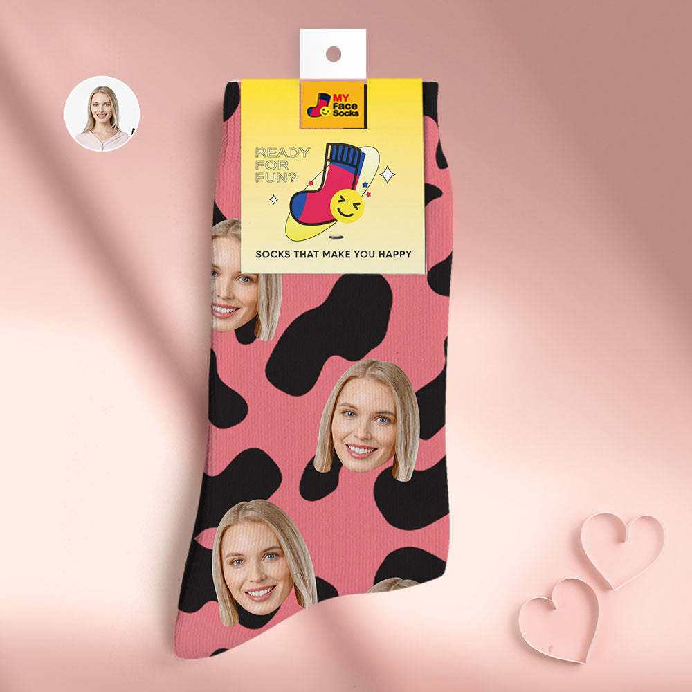 Custom Face Socks Personalised Surprise Gifts 3D Digital Printed Socks For Lover-Cow Spots - MyFaceSocksAu