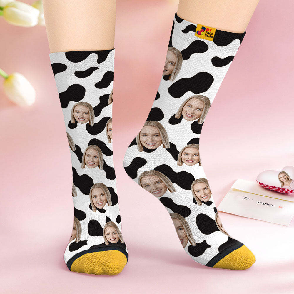 Custom Face Socks Personalised Surprise Gifts 3D Digital Printed Socks For Lover-Cow Spots - MyFaceSocksAu