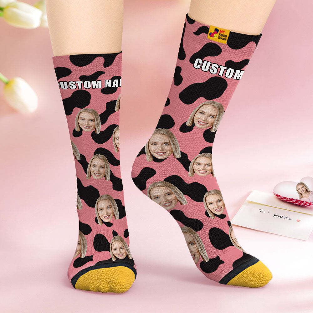 Custom Face Socks Personalised Surprise Gifts 3D Digital Printed Socks For Lover-Cow Spots - MyFaceSocksAu