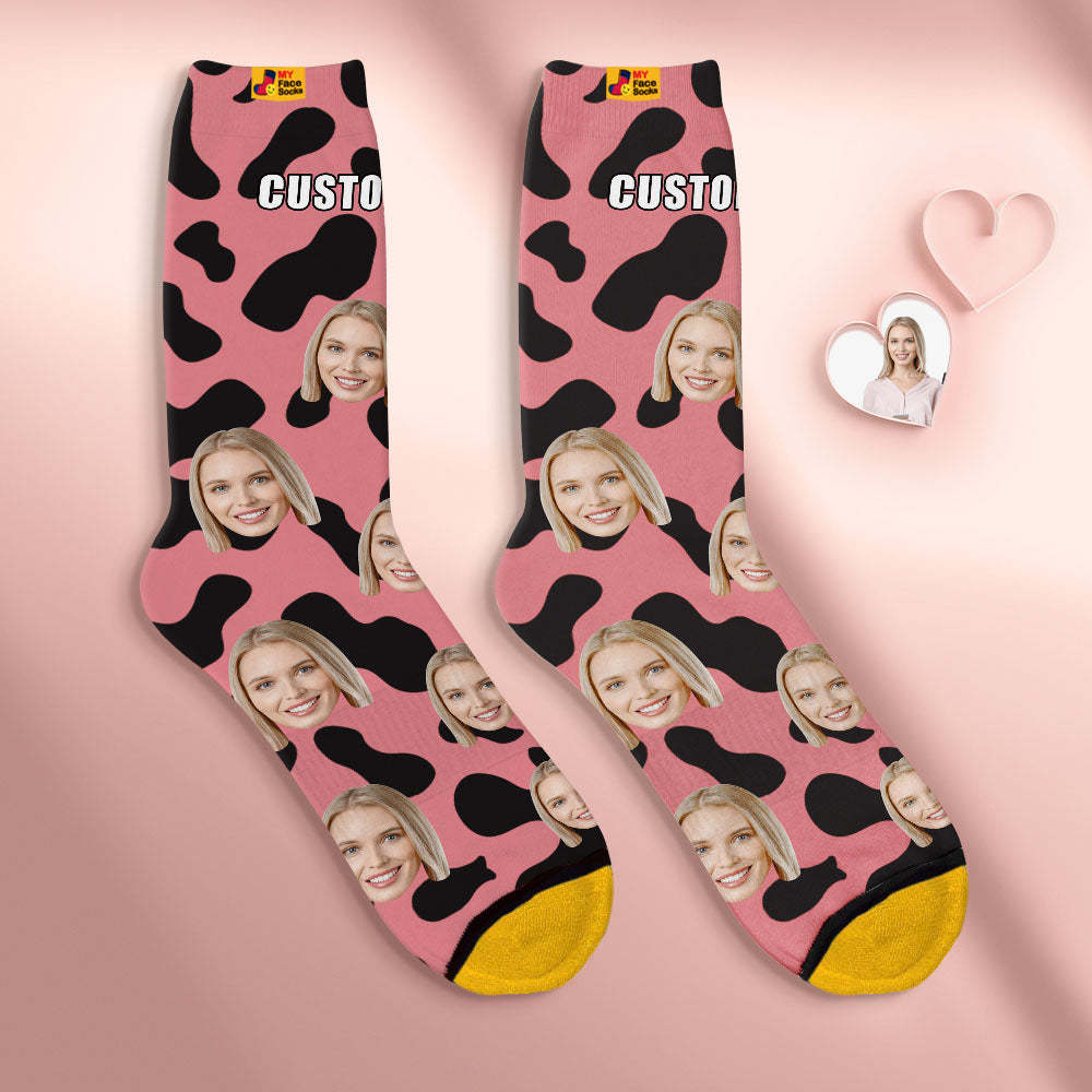 Custom Face Socks Personalised Surprise Gifts 3D Digital Printed Socks For Lover-Cow Spots - MyFaceSocksAu