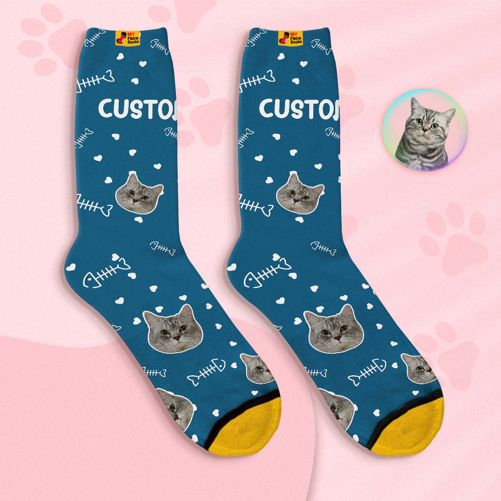 Custom Face Socks Personalised 3D Digital Printed Socks-Cute Cat Face - MyFaceSocksAu