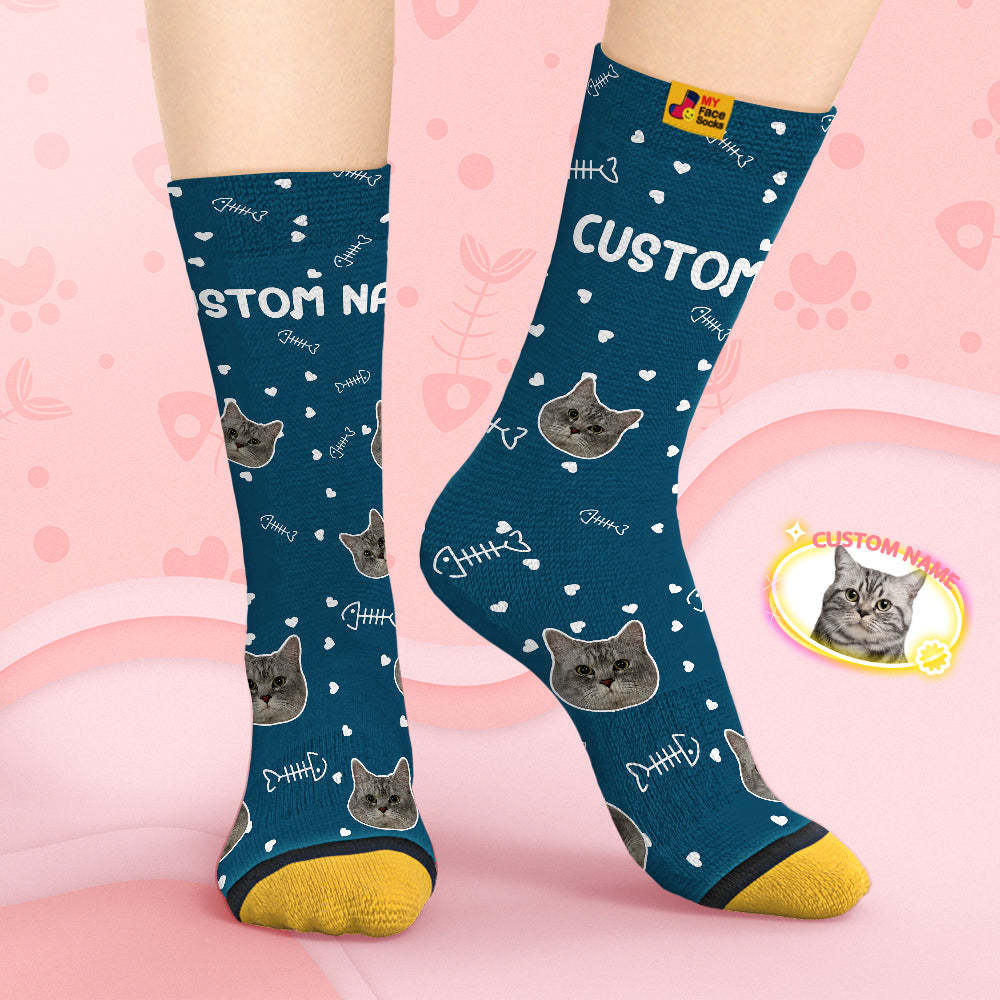 Custom Face Socks Personalised 3D Digital Printed Socks-Cute Cat Face - MyFaceSocksAu