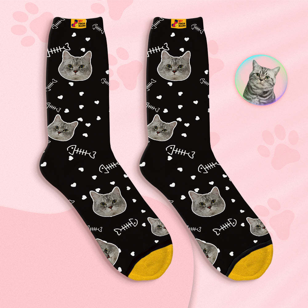 Custom Face Socks Personalised 3D Digital Printed Socks-Cute Cat Face - MyFaceSocksAu