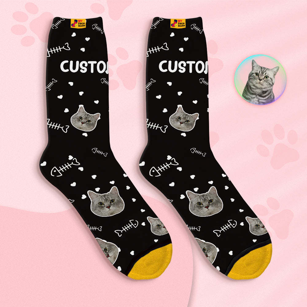 Custom Face Socks Personalised 3D Digital Printed Socks-Cute Cat Face - MyFaceSocksAu