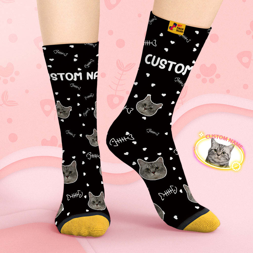 Custom Face Socks Personalised 3D Digital Printed Socks-Cute Cat Face - MyFaceSocksAu