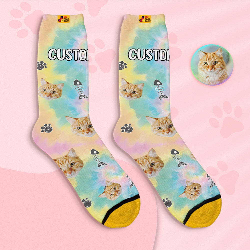 Custom Face Socks Personalised 3D Digital Printed Socks Tie-Dye Pet Face - MyFaceSocksAu