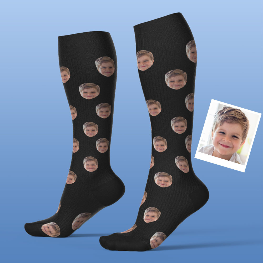 Father's Day Upgrade Custom Breathable Knee-high Compression Socks Online Preview Add Picture And Name Colorful - MyFaceSocksAU