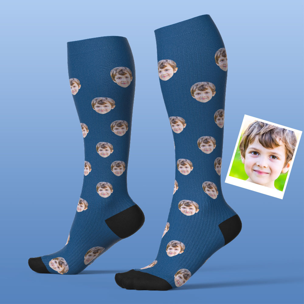 Father's Day Upgrade Custom Breathable Knee-high Compression Socks Online Preview Add Picture And Name Colorful - MyFaceSocksAU