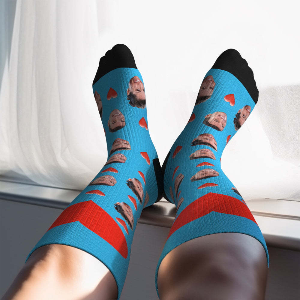 Father's Day Upgrade Custom Breathable Knee-high Compression Socks Online Preview Add Picture And Name Heart - MyFaceSocksAU