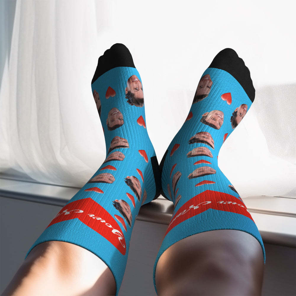 Father's Day Upgrade Custom Breathable Knee-high Compression Socks Online Preview Add Picture And Name Heart - MyFaceSocksAU