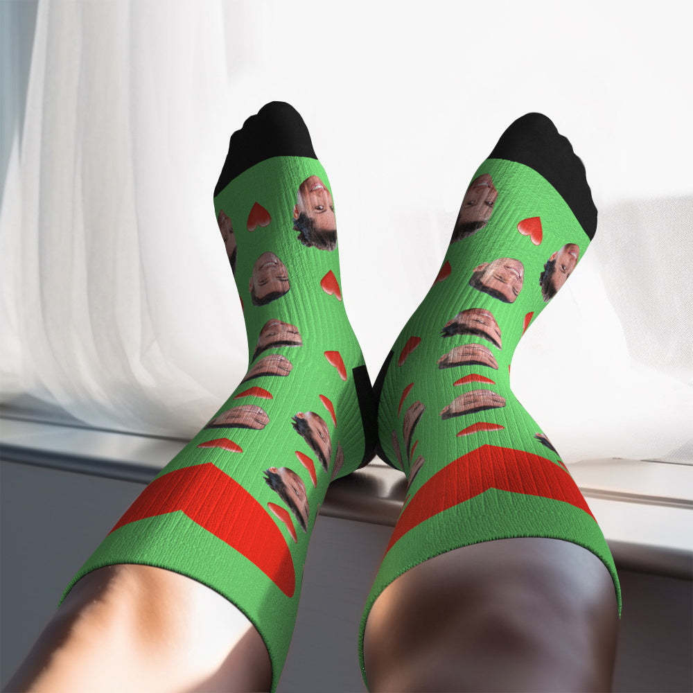 Father's Day Upgrade Custom Breathable Knee-high Compression Socks Online Preview Add Picture And Name Heart - MyFaceSocksAU