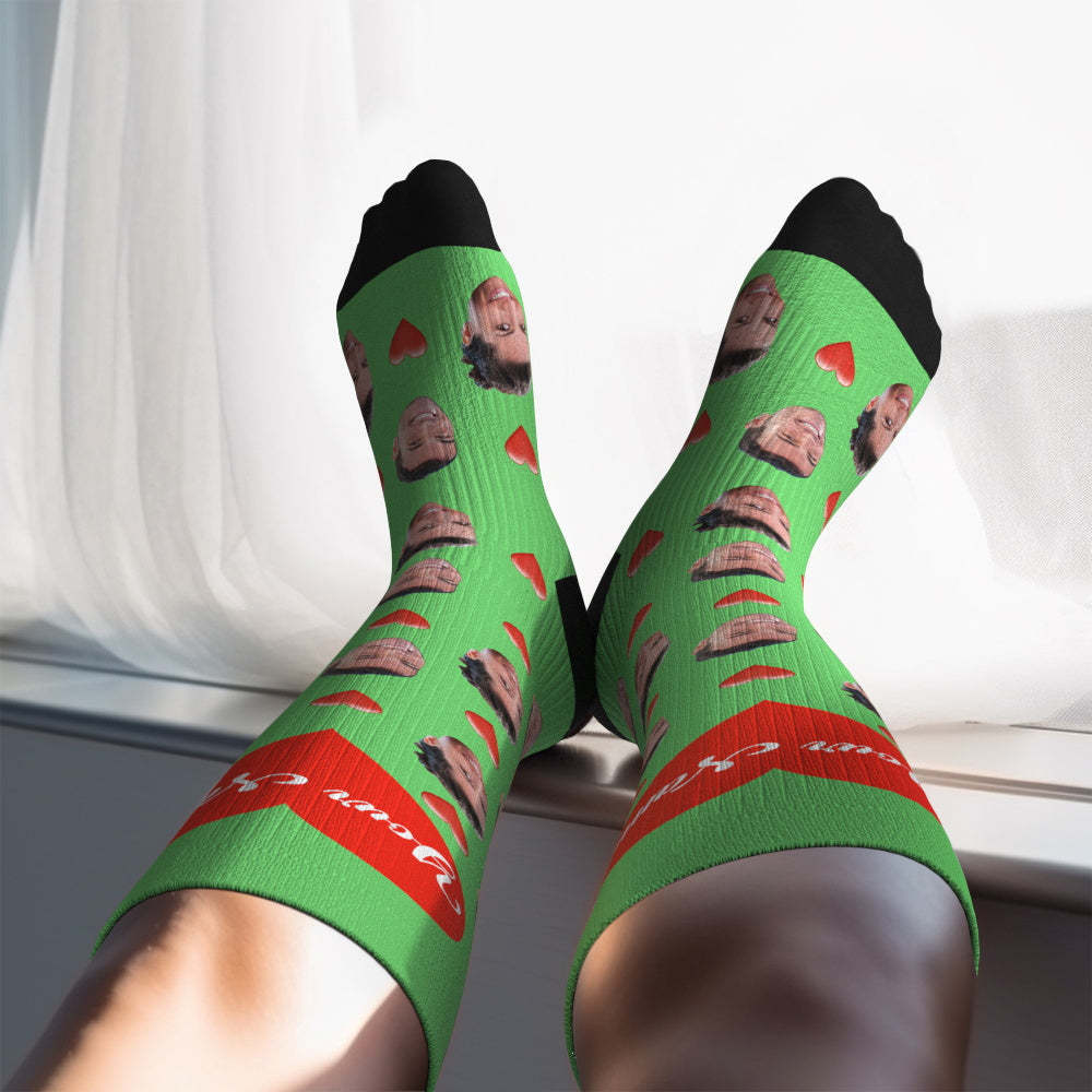 Father's Day Upgrade Custom Breathable Knee-high Compression Socks Online Preview Add Picture And Name Heart - MyFaceSocksAU