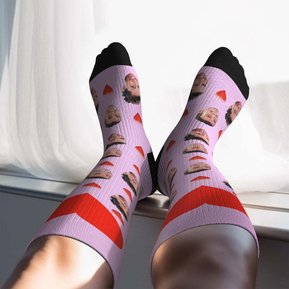 Father's Day Upgrade Custom Breathable Knee-high Compression Socks Online Preview Add Picture And Name Heart - MyFaceSocksAU