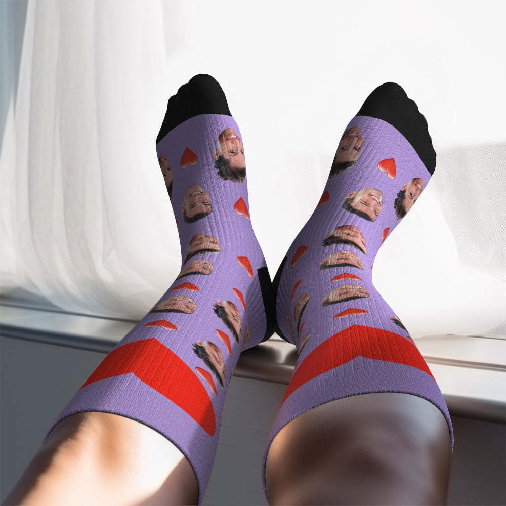 Father's Day Upgrade Custom Breathable Knee-high Compression Socks Online Preview Add Picture And Name Heart - MyFaceSocksAU