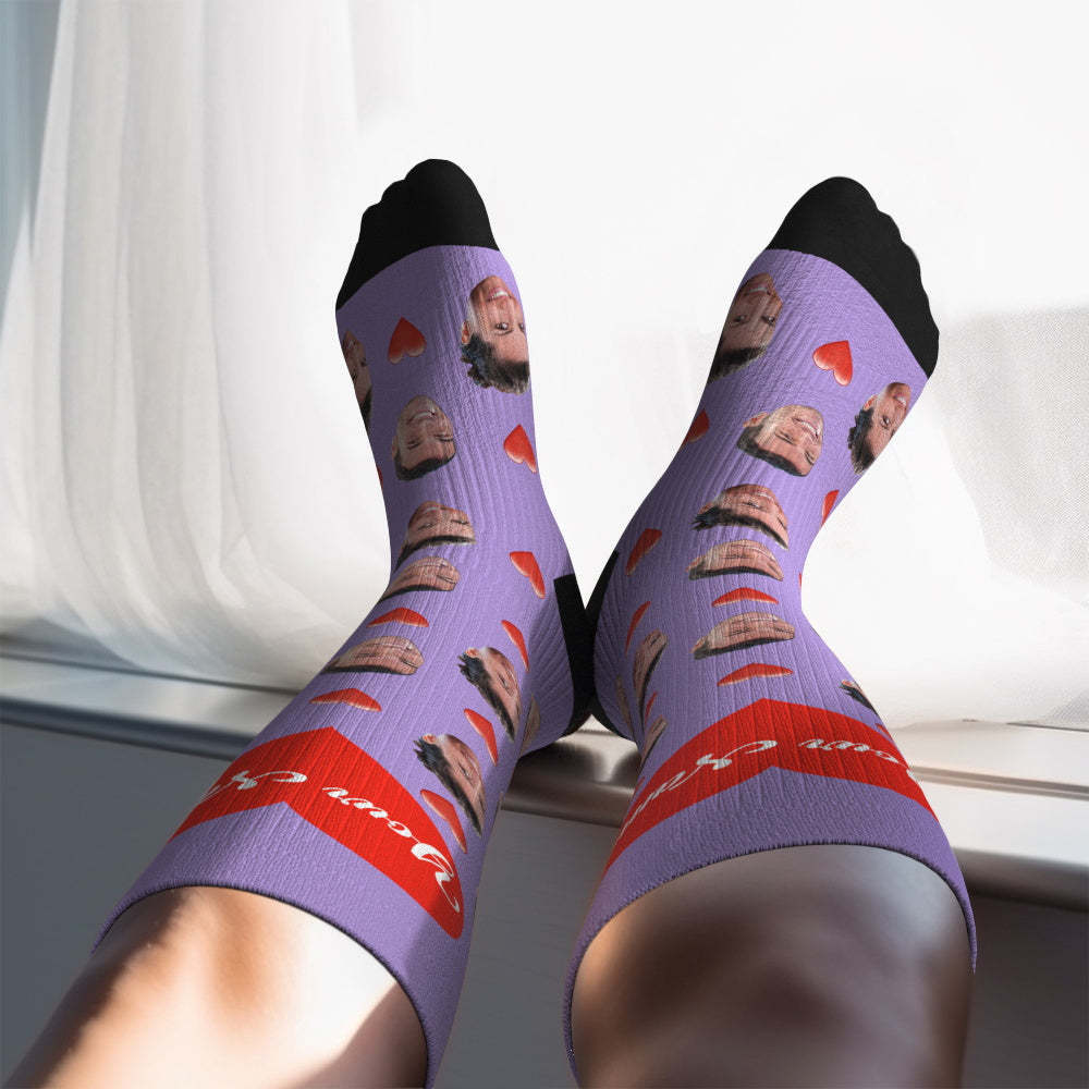 Father's Day Upgrade Custom Breathable Knee-high Compression Socks Online Preview Add Picture And Name Heart - MyFaceSocksAU