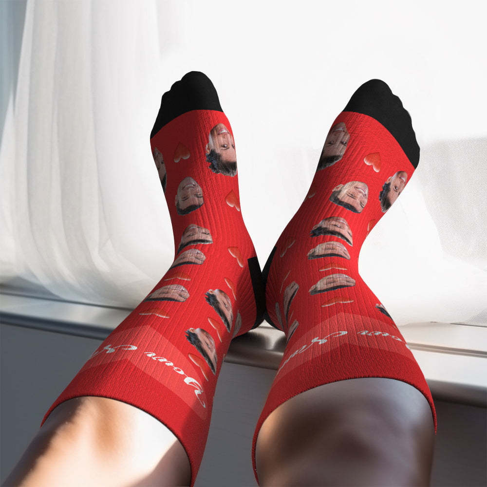 Father's Day Upgrade Custom Breathable Knee-high Compression Socks Online Preview Add Picture And Name Heart - MyFaceSocksAU