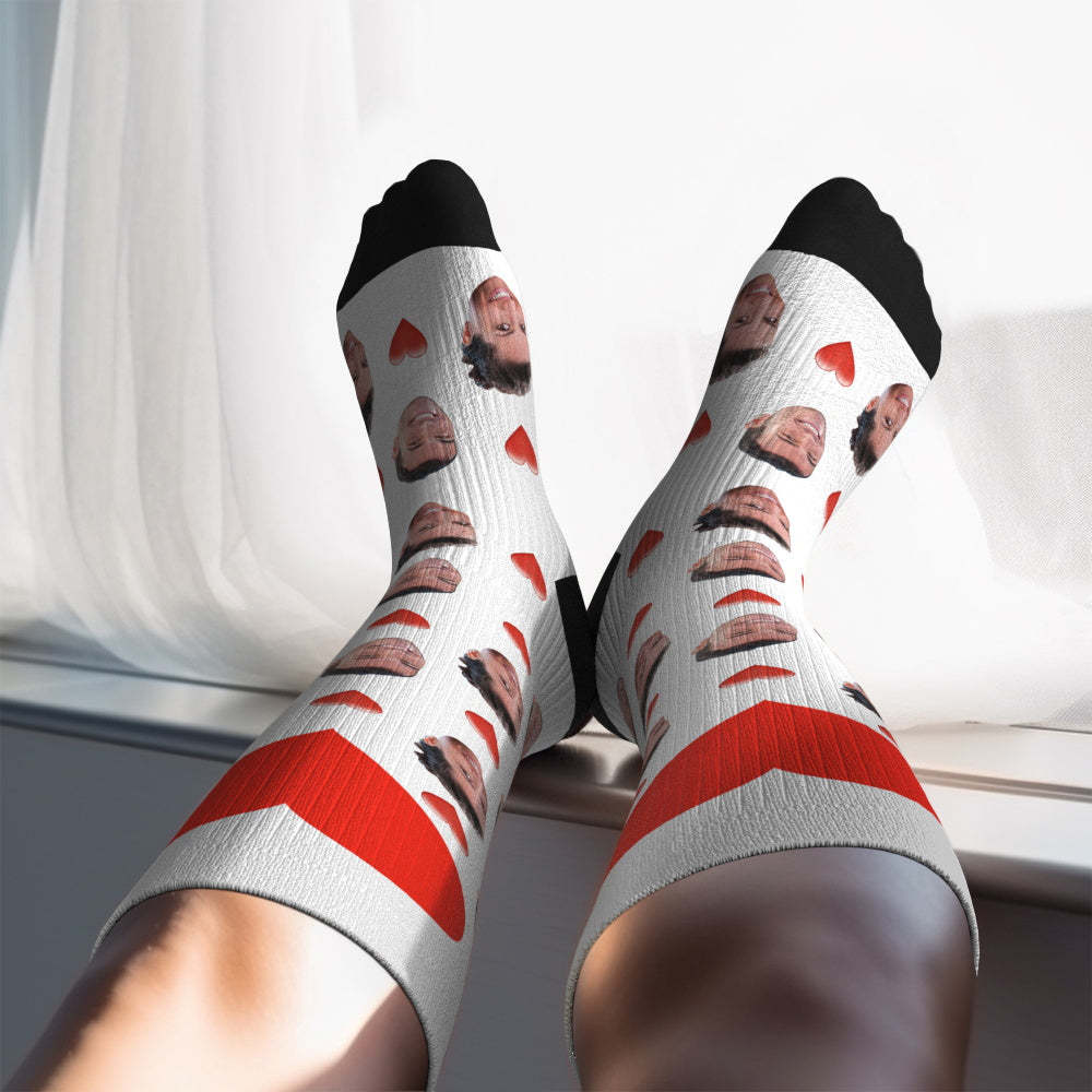 Father's Day Upgrade Custom Breathable Knee-high Compression Socks Online Preview Add Picture And Name Heart - MyFaceSocksAU