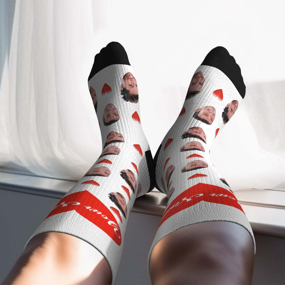 Father's Day Upgrade Custom Breathable Knee-high Compression Socks Online Preview Add Picture And Name Heart - MyFaceSocksAU