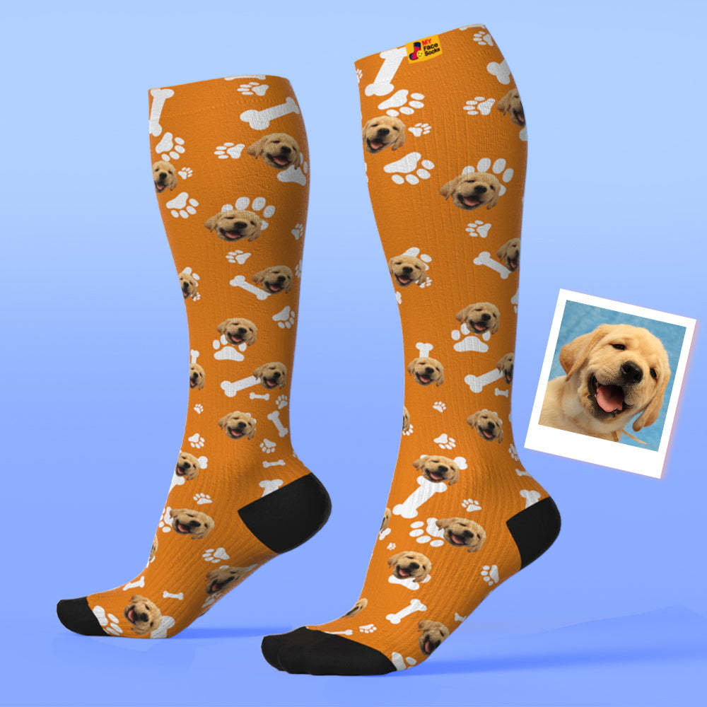 Upgrade Custom Breathable Knee-high Compression Socks Online Preview Add Picture And Name Pet - MyFaceSocksAU