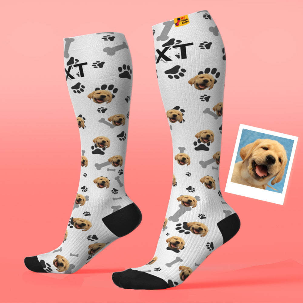 Upgrade Custom Breathable Knee-high Compression Socks Online Preview Add Picture And Name Pet - MyFaceSocksAU