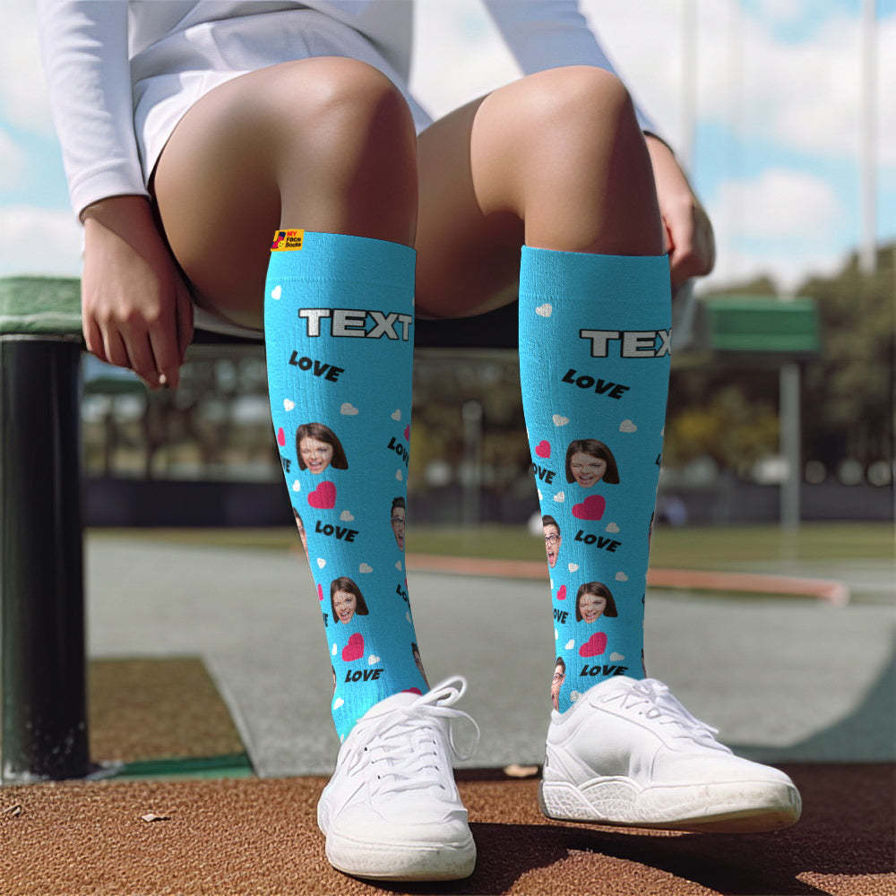 Upgrade Custom Breathable Knee-high Compression Socks Online Preview Add Picture And Name Love-MyFaceSocksAu