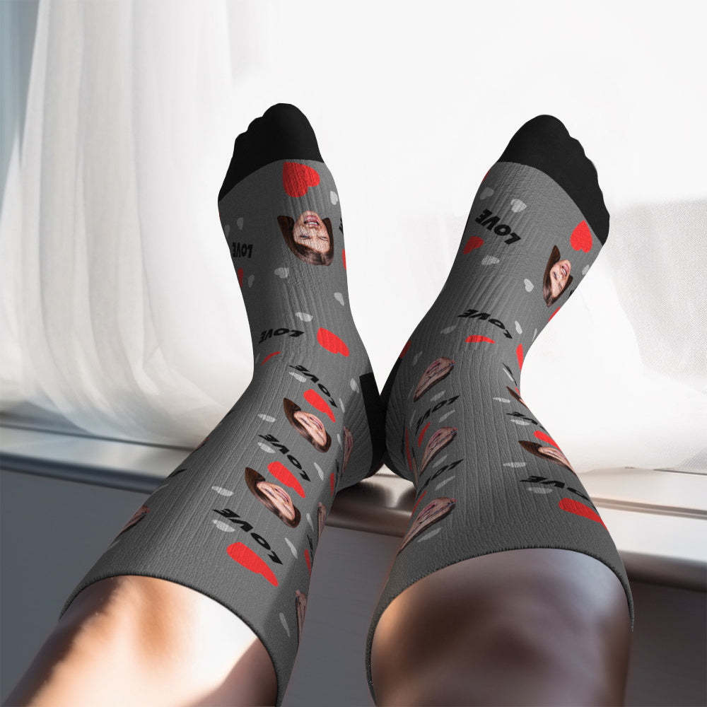 Upgrade Custom Breathable Knee-high Compression Socks Online Preview Add Picture And Name Love-MyFaceSocksAu