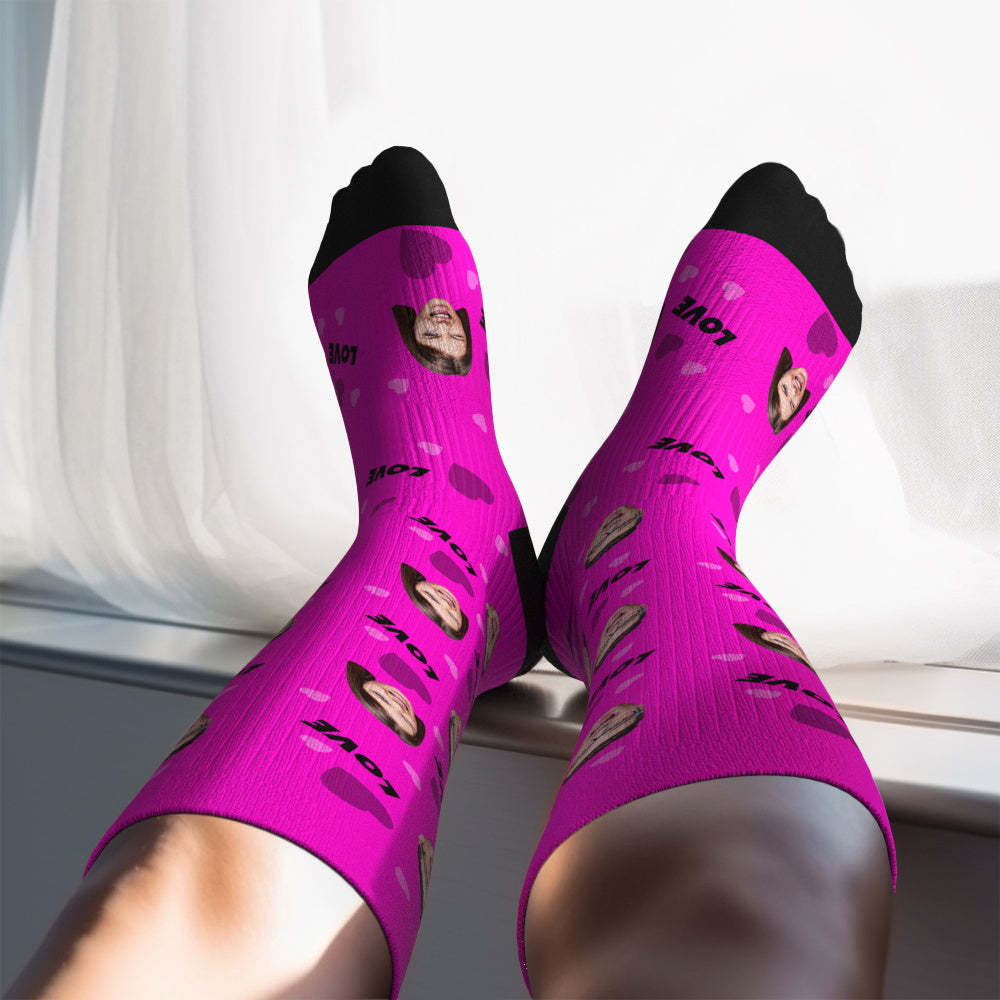 Upgrade Custom Breathable Knee-high Compression Socks Online Preview Add Picture And Name Love-MyFaceSocksAu