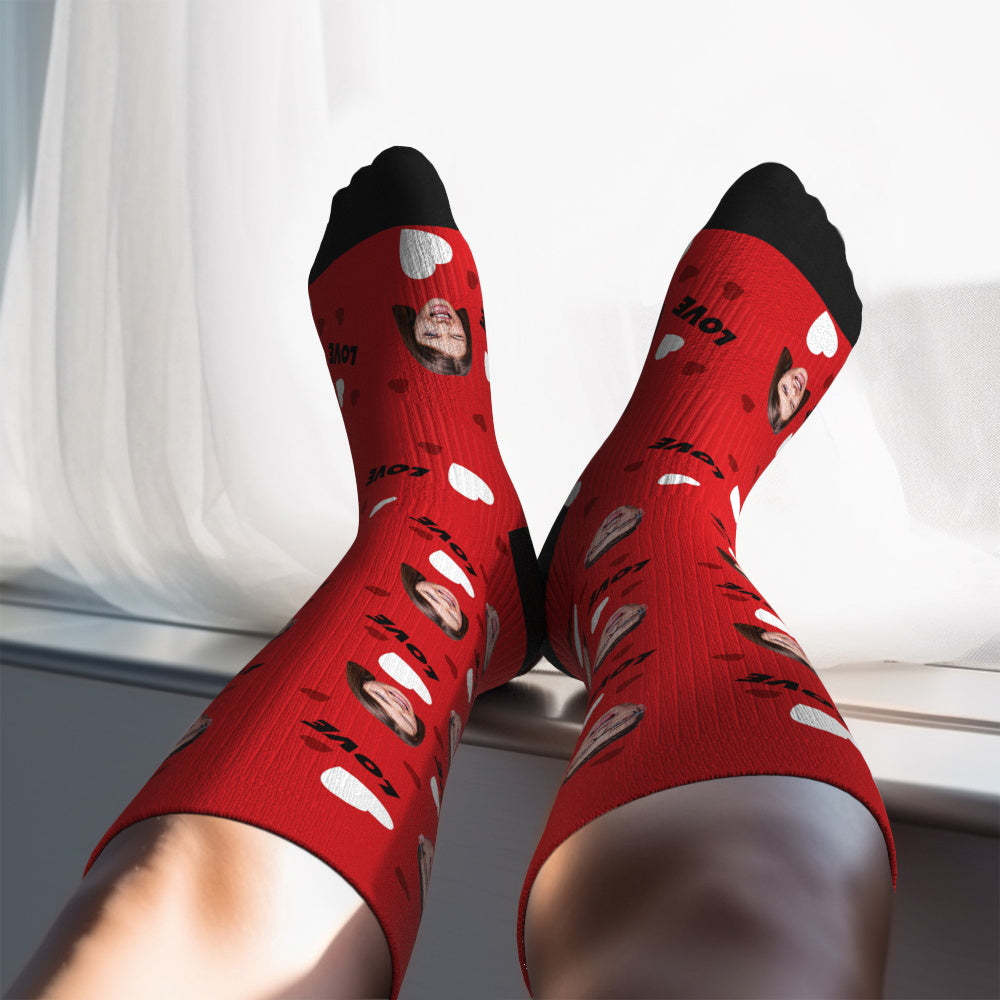 Upgrade Custom Breathable Knee-high Compression Socks Online Preview Add Picture And Name Love-MyFaceSocksAu