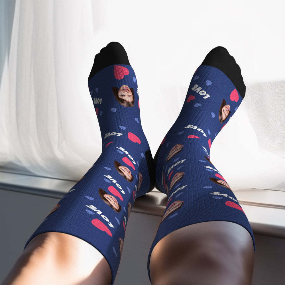 Upgrade Custom Breathable Knee-high Compression Socks Online Preview Add Picture And Name Love-MyFaceSocksAu