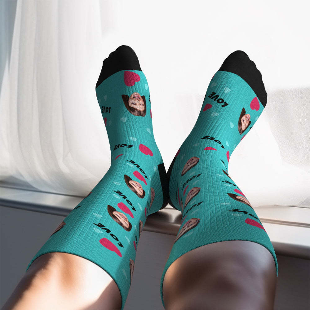 Upgrade Custom Breathable Knee-high Compression Socks Online Preview Add Picture And Name Love-MyFaceSocksAu