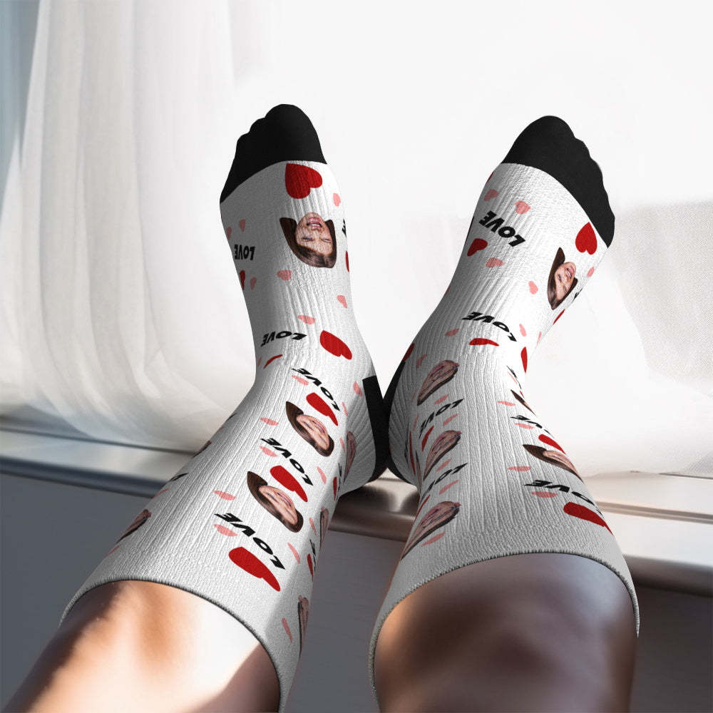 Upgrade Custom Breathable Knee-high Compression Socks Online Preview Add Picture And Name Love-MyFaceSocksAu