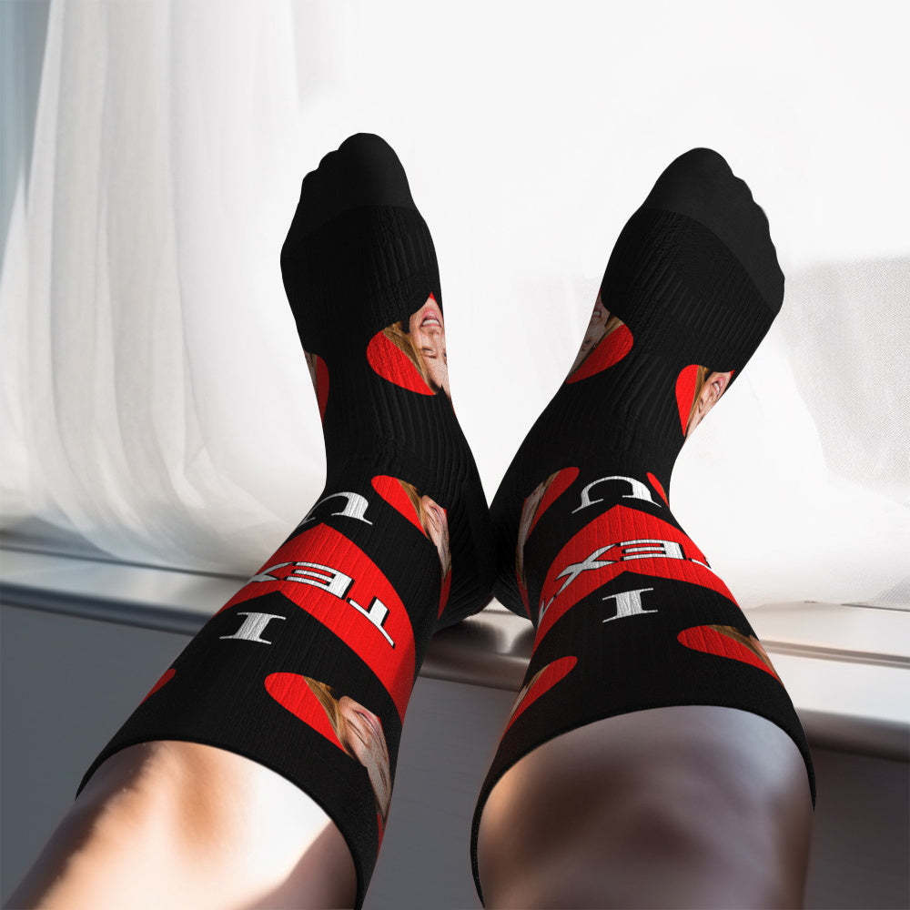 Upgrade Custom Breathable Knee-high Compression Socks Online Preview Add Picture And Name Love Mom-MyFaceSocksAu