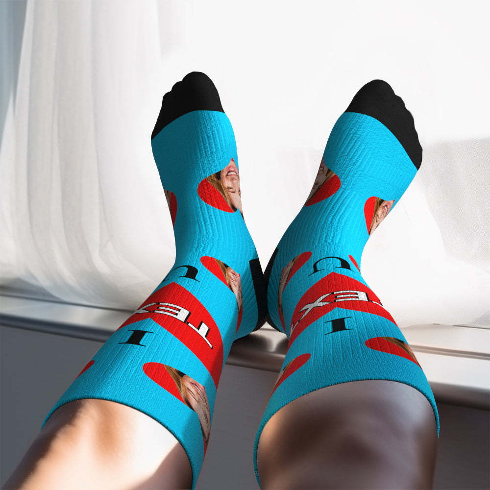 Upgrade Custom Breathable Knee-high Compression Socks Online Preview Add Picture And Name Love Mom-MyFaceSocksAu